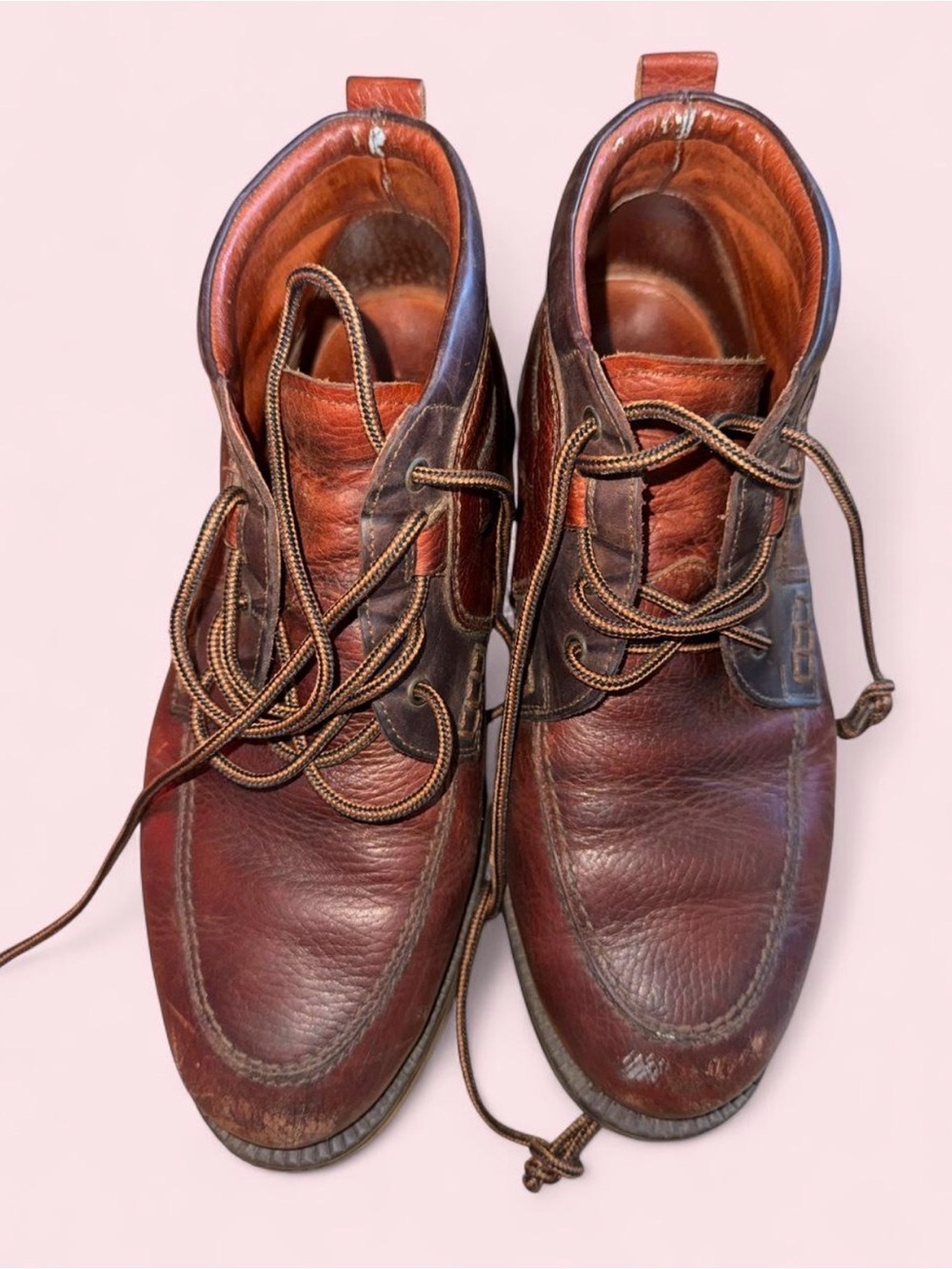 Vintage Johnston & Murphy Passport Brown Leather Chukka Boots Men's 8.5 W Wide